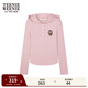 Teenie Weenie小熊女裝連帽長(cháng)袖T恤冬季半開(kāi)襟休閑學(xué)院時(shí)尚上衣 粉色 S (160)