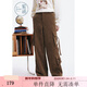 紫涵（ZIHAN）紫涵美式工裝風(fēng)闊腿褲女2024年冬季新款寬松顯瘦直筒街頭休閑褲子 咖色 M