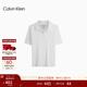Calvin KleinJeans25夏季女士刺繡V字領(lǐng)時(shí)尚ck辣妹修身重磅短袖T恤POLO衫 YAA-月光白 XS
