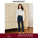 MAXRIENY精致復古水洗色牛仔褲鉛筆褲高腰修身褲子女 深牛仔藍 M 02/36