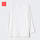 優(yōu)衣庫童裝男童女童HEATTECH U領(lǐng)T恤9分袖保暖內衣478623 478623/00白色 160