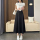 西裝半身裙女2026新款春夏季高腰垂感氣質(zhì)大擺裙中長(cháng)款a字傘裙 6903【黑色傘裙】 M 推薦【95-105斤】