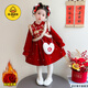 G.duck女童冬季加絨新中式紅色拜年服連衣裙女寶寶秋冬保暖中國風(fēng)公主裙 紅色(送包包) 120 cm