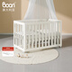 Boori都靈嬰兒床進(jìn)口實(shí)木床多功能床邊床bb寶寶新生兒拼接床可移動(dòng) 薏米白+獨袋彈簧床墊