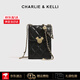CHARLIE&KELLI品牌 CK輕奢包包女包菱格小香風(fēng)單肩斜挎包鏈條手機包生日禮物女 黑色【八倉速發(fā) 品牌禮袋】