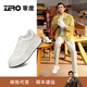 零度男鞋ZRO西裝小白鞋新款時(shí)尚格紋真皮防磨輕便厚底休閑運動(dòng)鞋 白色 42
