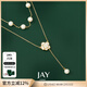 Jay山茶花雙層疊戴仿珍珠項鏈女頸鏈配飾新年禮物送女友