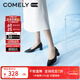 COMELY康莉粗高跟單鞋女春季新款舒適軟底尖頭職業(yè)風(fēng)工作鞋子 黑色*皮面 39
