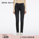 MISS SIXTY2025冬季新款含羊絨牛仔褲女雙扣腰顯瘦修身小腳鉛筆褲 黑灰 26