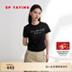 EP雅瑩女裝 純棉字母燙鉆修身短袖t恤 商場(chǎng)同款5327A 黑色 L