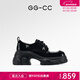 GG-CC【鞠婧祎同款】星系島嶼2024年新款樂(lè )福鞋厚底增高單鞋女G24U4835 黑色-系帶鉆飾款（漆皮） 39