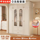 旺府美居【包安裝】實(shí)木衣柜臥室歐式復古風(fēng)家用平開(kāi)門(mén)儲物收納衣櫥大衣柜 140*200*55主柜+頂柜【四門(mén)】