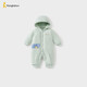 童泰（TONGTAI）嬰兒連體衣冬季純棉夾棉寶寶衣服新生兒連帽哈衣爬服綠色80cm