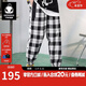 閃電潮牌（GENANX）格子褲男寬松側邊可開(kāi)扣子松緊腰休閑褲男 黑白格 L