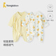 童泰（TONGTAI）嬰兒連體衣夏純棉衣服初生寶寶蝴蝶哈衣爬服提花黃色66cm