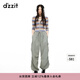 DZZIT工裝褲夏季抽繩收腰簡(jiǎn)約百搭機能風(fēng)少女設計女 深綠色 M