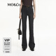 MO&Co.高腰修長(cháng)及地微喇褲黑色牛仔褲摩安珂 牛仔黑色 L /L