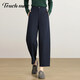 塔馳密司（touchmiss）TOUCH MISS寬松休閑鐮刀褲女小個(gè)子秋冬加絨美拉德九分哈倫褲LSY 藏藍色 XL