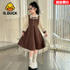 G.DUCK HELLO小黃鴨女童春秋連衣裙2025新款洋氣公主裙學(xué)院風(fēng)長(cháng)袖童裝女童裙子 卡其色 120 cm
