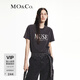 MO&Co.T恤美式斑駁印花臟染短袖棉質(zhì)挺括有型個(gè)性摩安珂 玫瑰灰色 S 160