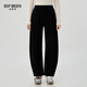 深呼吸DEEP BREATH女裝簡(jiǎn)約橡筋后腰加厚彎刀褲高腰休閑褲A100544 黑 XL (5)