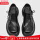 FDCP黑色大頭皮鞋男cleanfit德比鞋英倫風(fēng)翹頭褶皺高級感通勤潮款男鞋 黑色 41 （適合運動(dòng)鞋42）