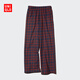 優(yōu)衣庫女裝法蘭絨舒適長(cháng)褲/全棉柔軟寬松直筒休閑褲新款478861 17 棗紅色 L