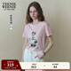 Teenie Weenie小熊女裝T恤2025秋季新款精美重工刺繡通勤短袖上衣 淺粉色 M