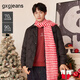 gxgjeans男裝 襯衫式菱格設計羽絨服休閑外套25年春新品 黑色 L (175)