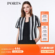 PORTS寶姿 春夏新品女裝圓領(lǐng)短袖袖條紋針織外套LA8J066FFT004 黑色條紋 S (4)