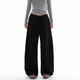 ICH MODE美式休閑褲女春秋新款運動(dòng)衛褲寬松直筒百搭闊腿褲子 黑色 M