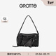 GROTTO個(gè)樂(lè )新款SoftCollar保齡球包單肩包小中號通勤斜挎包情人節禮物 經(jīng)典黑S 亮銀