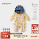 babylove嬰兒連體衣冬季棉服寶寶夾棉連帽哈衣拉鏈卡通保暖外出服 布萊墾棕 66cm