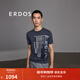 ERDOS 春夏圓領(lǐng)時(shí)尚休閑拼色短袖絲棉混紡通勤風(fēng)男T恤 丹寧藍 M 170/92A