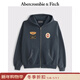 Abercrombie & Fitch美式保暖抓絨經(jīng)典百搭連帽拉鏈開(kāi)衫衛衣外套25秋冬男裝122-5729 藍色 M (180/100A)