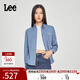 Lee商場(chǎng)同款25新品標準版刺繡小Logo淺藍色女長(cháng)袖牛仔襯衫休閑潮 淺藍色 L