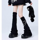 y2k襪套過(guò)膝堆堆襪疊穿秋冬jk襪腿套亞文化喇叭鏈條破洞皮扣黑色 黑襪套鏈條皮扣+黑色加厚過(guò)膝過(guò)