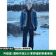 主意范（ZHUYIFAN）madwitch復古解構座山雕牛仔外套男女冬季加絨毛領(lǐng)棉服短款夾克 藍色（升級款）同價(jià)位沒(méi)對手 超高品質(zhì) M （推薦100-115斤）