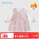 JELLYBABY女童小香風(fēng)連衣裙1-3歲寶寶秋裝加絨童裝公主裙洋氣5兒童裙子春秋 粉色 100