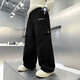 淘尼鼠男童褲子秋冬款新款韓版中大童洋氣休閑褲兒童直筒褲加絨燈芯絨褲 黑色 160
