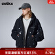 古由卡（GUUKA）廢土風(fēng)短款休閑連帽棉服男冬新款 時(shí)尚保暖舒適潑墨純棉外套寬松 黑色 S