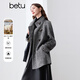 百圖（betu）女裝冬季新款毛呢外套立領(lǐng)收腰羊毛雙面呢大衣女2410T15