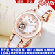 冠琴手表女士時(shí)尚全自動(dòng)機械表鏤空飛輪陶瓷女表進(jìn)口機芯女神防水腕表 16038間金白色 【店長(cháng)推薦】 30mm