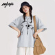 MJ STYLE純棉寬松短袖T恤女2026春夏新款顯瘦卡通貓狗慵懶風(fēng)休閑百搭上衣