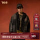 BJHG【敦煌聯(lián)名】不計后果牛仔外套男冬季潮牌美式復古水洗印花夾克女 枯木黑 XL