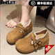 百麗踏2025年秋季新款內增高勃肯鞋復古一腳蹬懶人鞋厚底單鞋勃肯女鞋子 駝色 38 (240mm) 【標準尺碼】