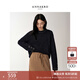 玖姿·安娜蔻優(yōu)雅淑女風(fēng)羊毛金蔥圓領(lǐng)落肩寬松針織衫女2025冬季新款 丈青 L