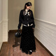 韓璐嬌（hanlujiao）巨好看黑色毛衣針織連衣裙女裝秋冬2026新款千金小香風(fēng)套裝長(cháng)裙子 毛衣+波點(diǎn)裙 M