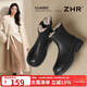 ZHR加絨短靴女冬季加厚保暖復古馬丁靴百搭圓頭瘦瘦靴 JF362B黑色37
