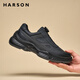 哈森（Harson）男鞋春季旋轉扣休閑皮鞋厚底商務(wù)通勤真皮運動(dòng)健步鞋 黑藍色 43